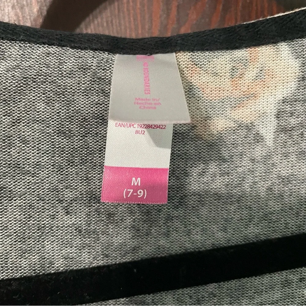No Boundaries M Long Cardigan with Pockets Floral Gray Pink